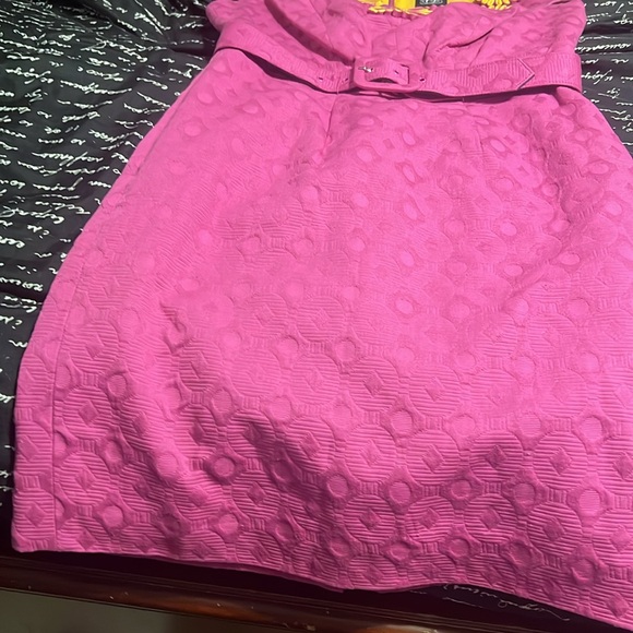 Jax size 4, Stunning pink pencil dress textured hot pink cotton with appliqué - Picture 6 of 9